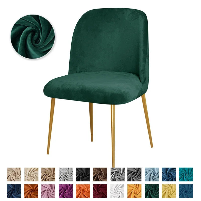 housses chaise velours élasthanne polyester moderne beige gris bleu orange pieds dorés