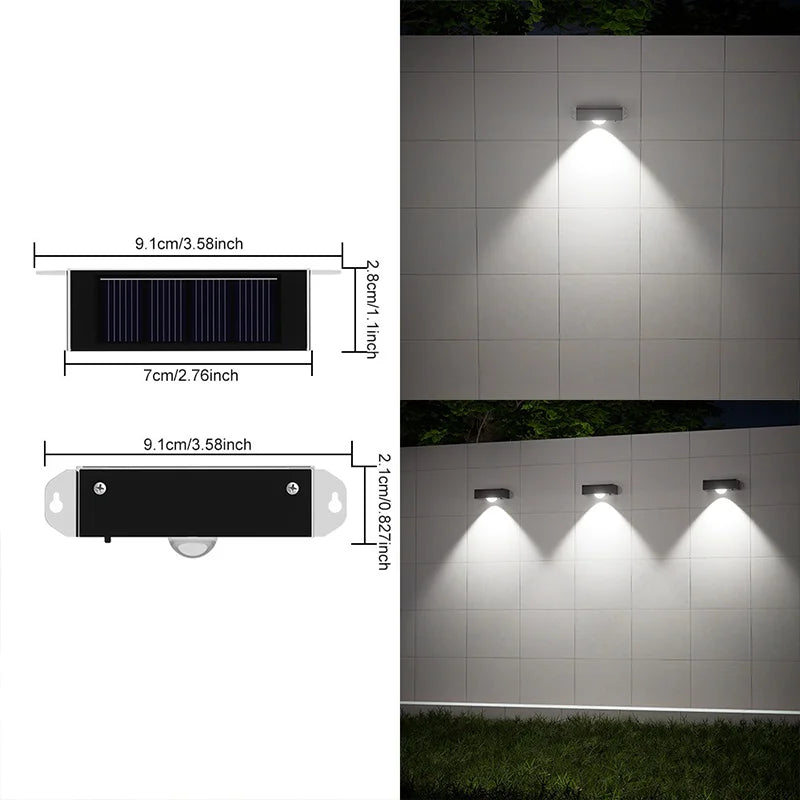 éclairage solaire extérieur led appliques murales adhésives ip66 blanc orange moderne