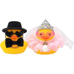 canards caoutchouc mariage chapeau haut forme voile lunettes décoration festive argenté rose