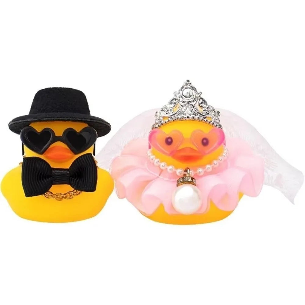 canards caoutchouc mariage chapeau haut forme voile lunettes décoration festive argenté rose