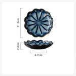 plateau bijoux céramique rose clair blanc bleu foncé motif floral moderne élégant anneaux boucles