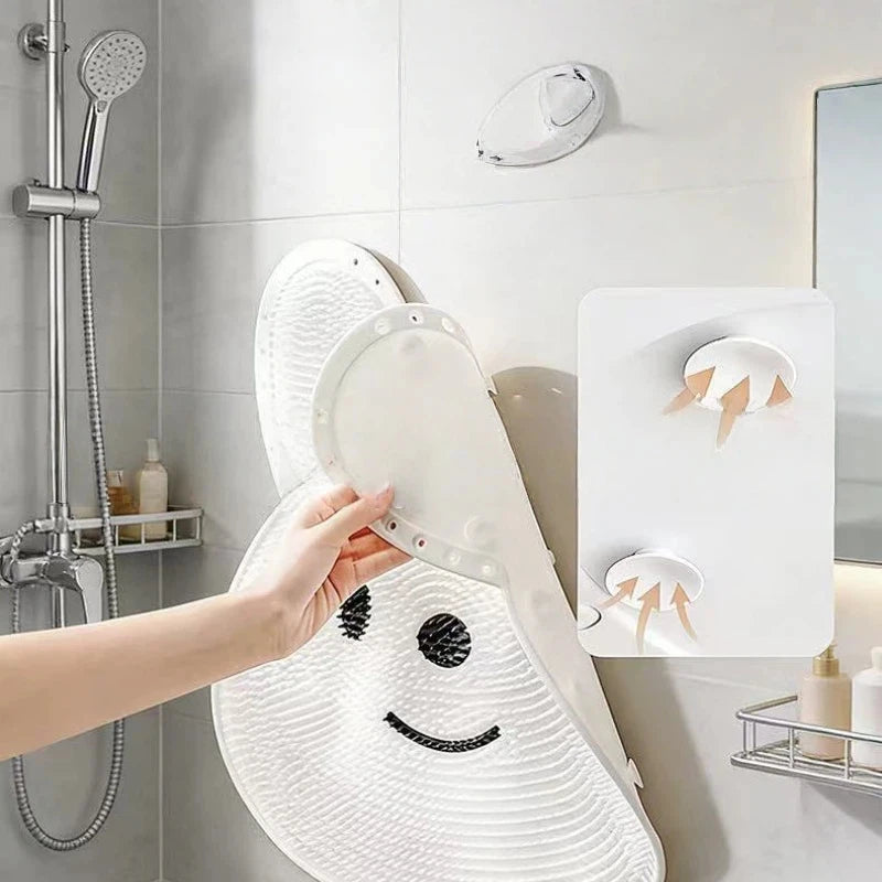 tapis bain antidérapant blanc rose ventouse exfoliation massage pieds mignon salle bain sécurité