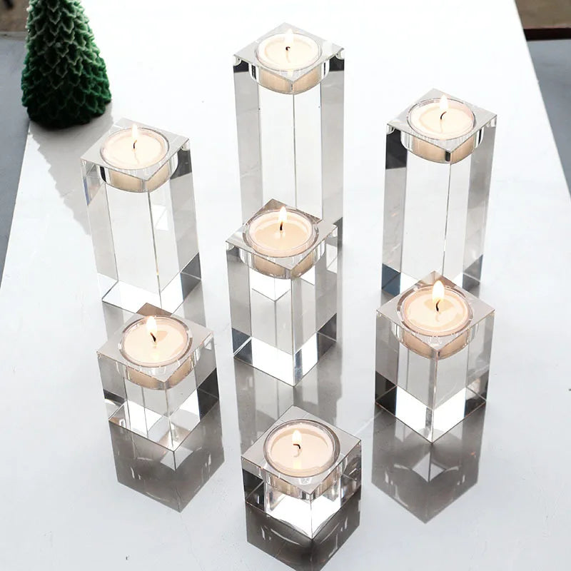 bougeoirs transparents modernes adhésifs bougie décoration mariage fête casa 5x5cm