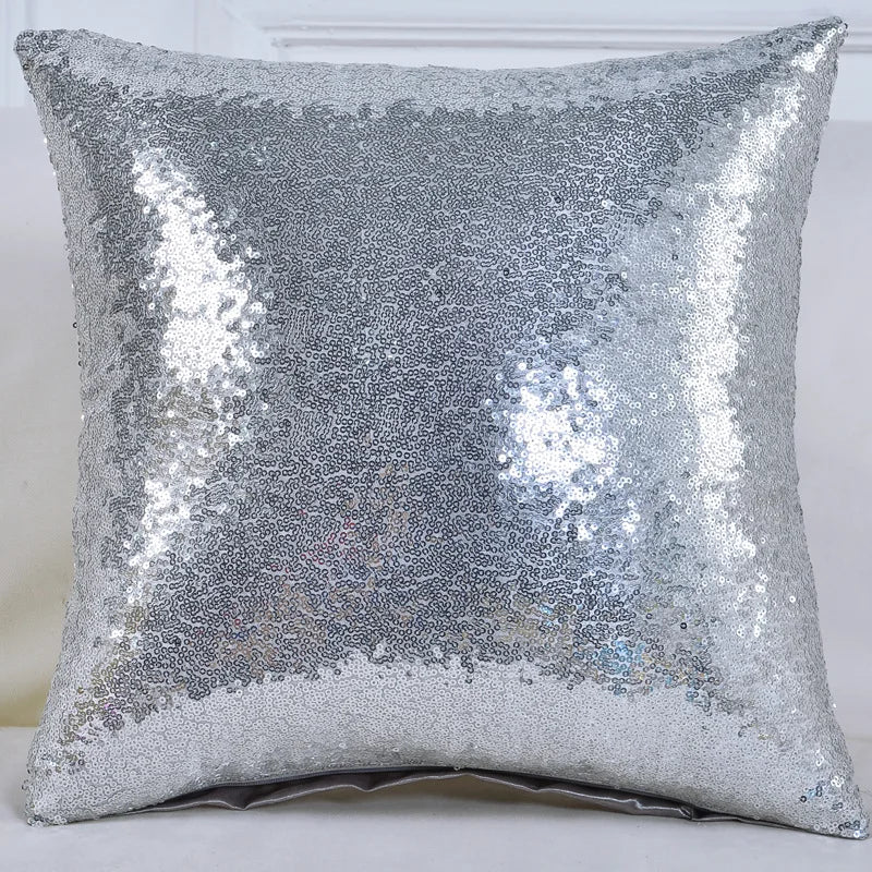 housses coussin paillettes or modernes adhésives polyester 40x40cm decoration maison festive