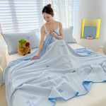 couverture été respirante polyester cooling fibers motif souris hello blanc bleu doux moderne oreillers