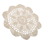 serviette table traditionnelle motif floral crochetée diamètre 35cm blanc