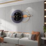 horloge murale moderne noir gris doré cercles superposés contemporaine sans fixation salon decoration