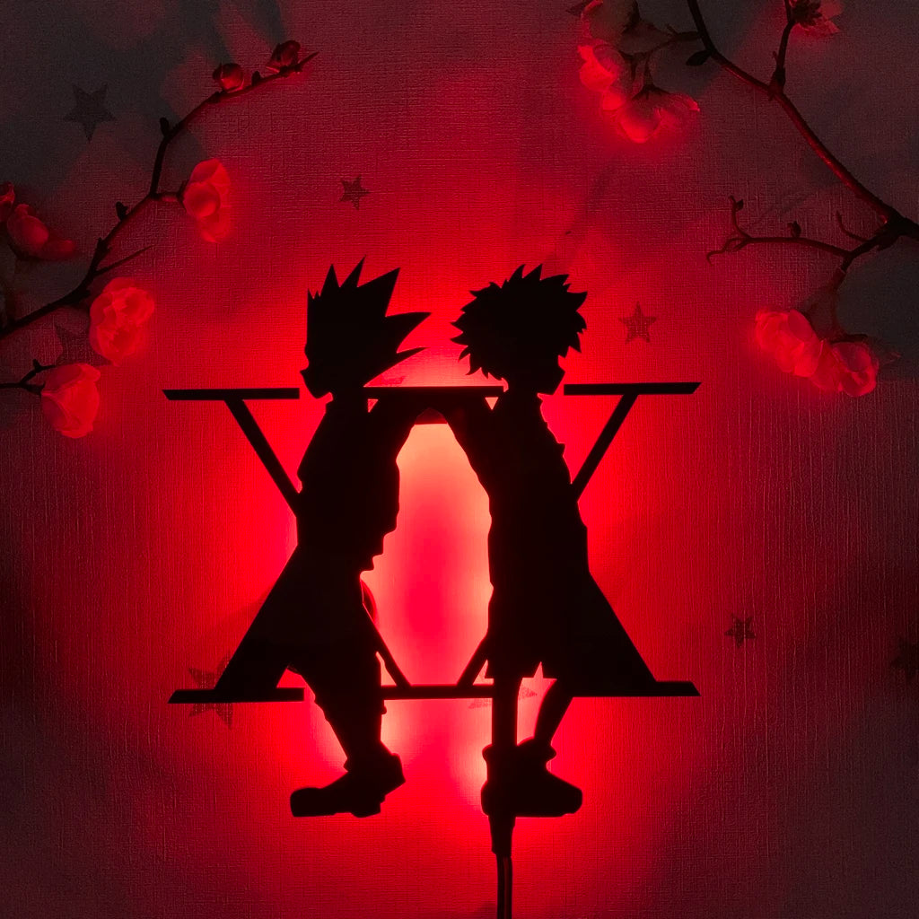 applique murale led silhouette anime noir décoration chambre veilleuse lumineuse personnage japonais