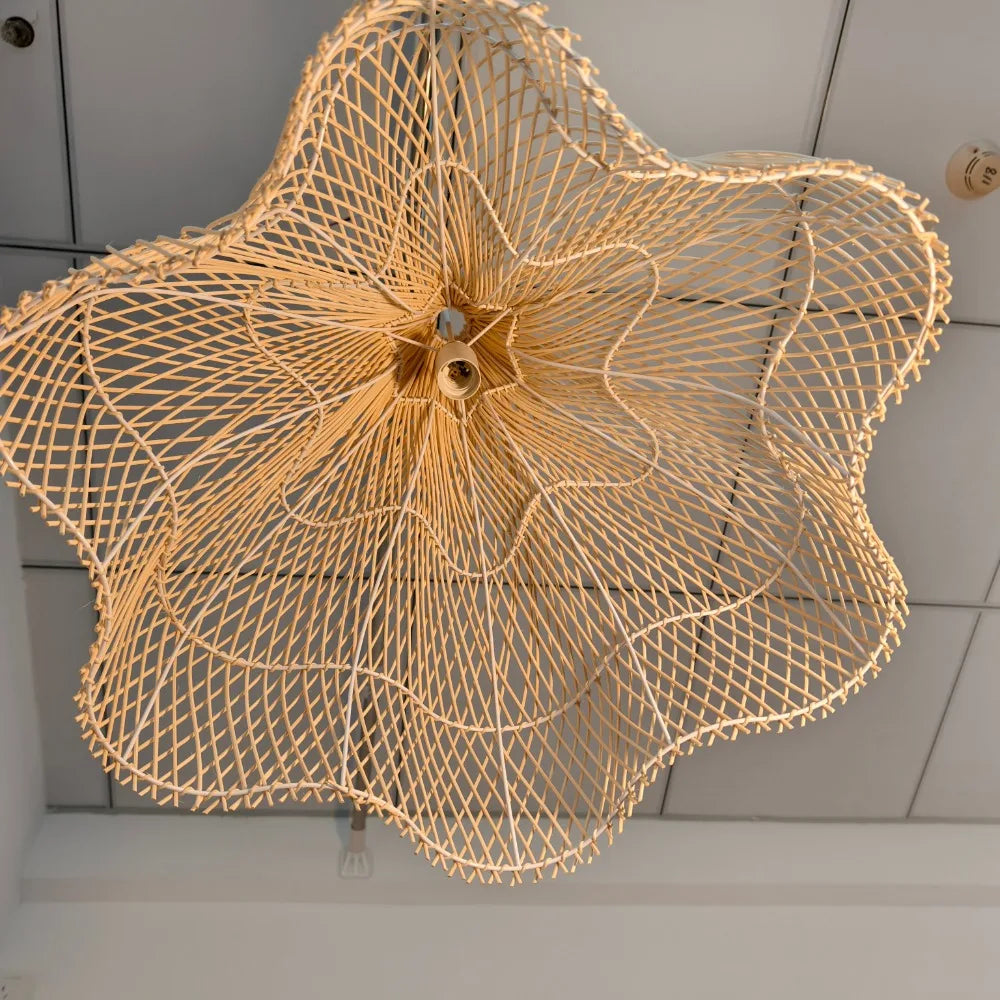 suspension rotin tressé naturel moderne rustique chaîne métallique opacité 60cm chambre restaurant