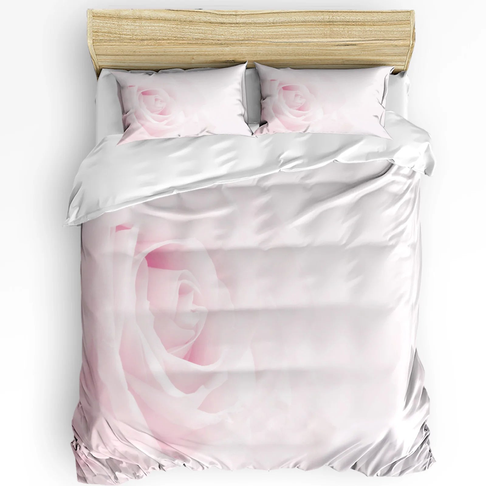 Détail du motif floral rose sur la housse de couette