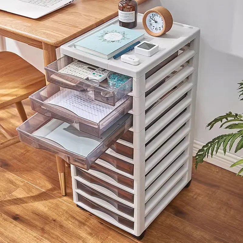 meuble rangement tiroirs blanc transparent moderne roulettes tiroirs multifonctionnels salon maison