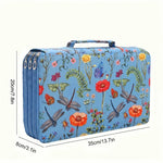 boîte crayons fleurs papillons zips 200 trous tissu polyestère moderne bleu vertclair