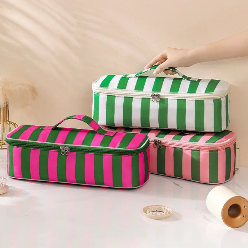 sac rangement coiffure vert rose brosse peigne diffuseur moderne pliable polyester multifonctionnels accessoires capillaires
