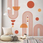 décoration murale stickers géométriques orange rouille moderne minimaliste années 70 autocollants