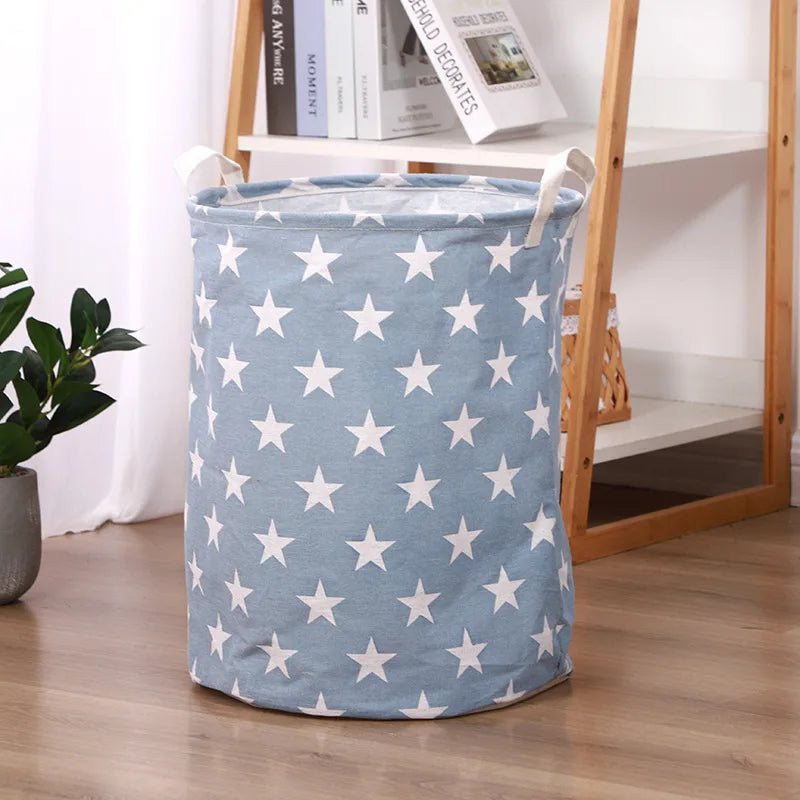 panier linge pliable polyester étoiles taches poignées moderne gris bleu marron blanc rose