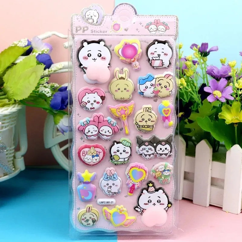 stickers kawaii multicolores dessins animés adhésifs compressibles waterproof coque téléphone décoration enfants adultes