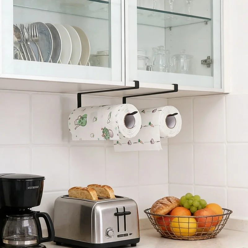 porte rouleau papier toilette moderne porte film alimentaire fixation barre cuisine blanc noir bois