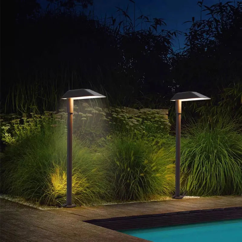 lampe solaire noire moderne ip65 base plate éclairage extérieur industriel led aluminium