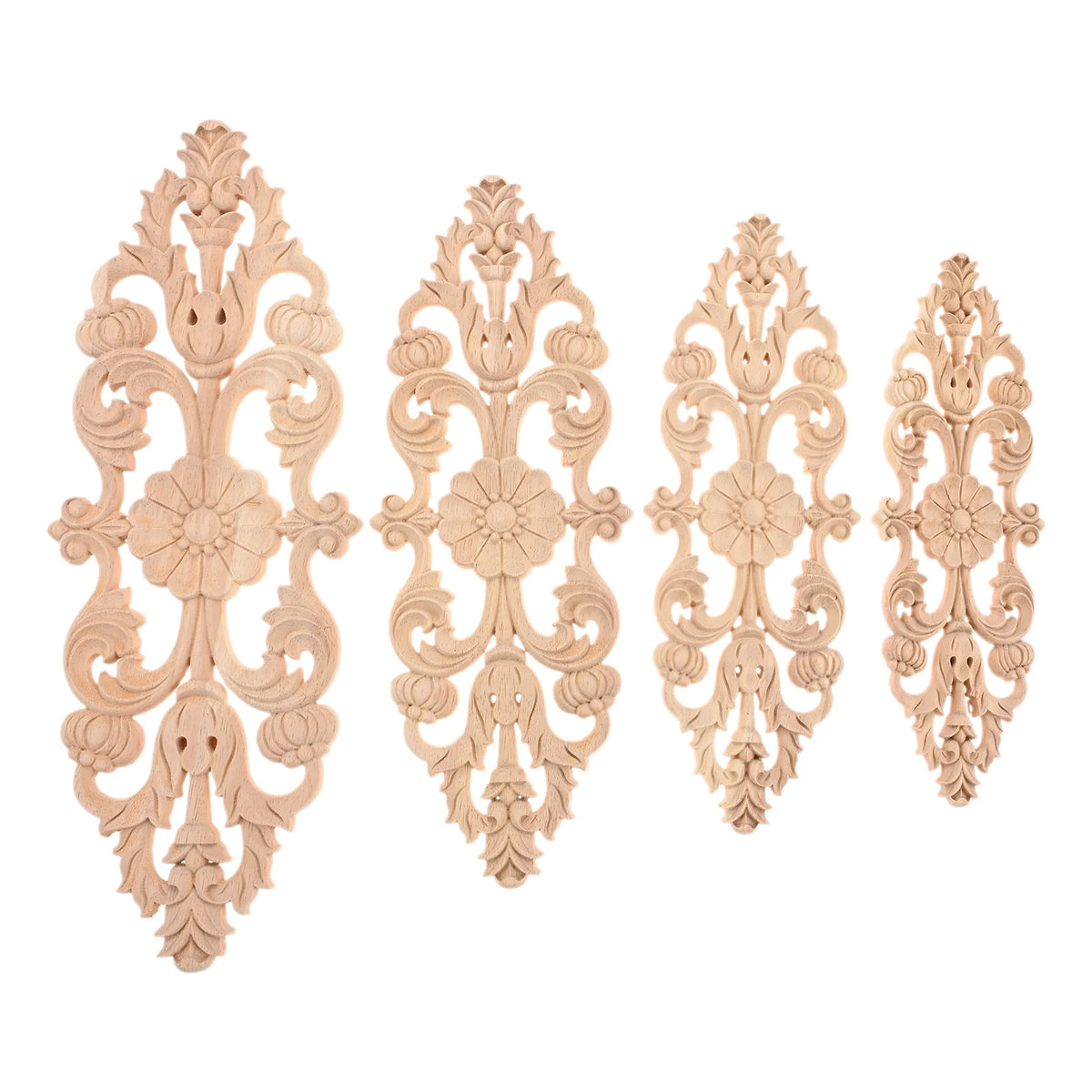 plaques decoratives bois fleur ornements baroques relief naturel beige clair