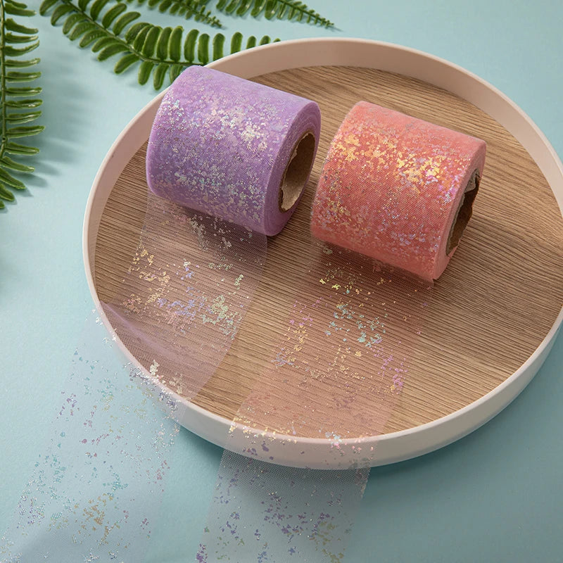 ruban pailleté moderne élégant adhésif rose violet vert beige bleuclair polyester 25yards