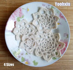 serviettes table crochet traditionnel fleurs géométriques blanc cassé opaques round 10cm 12cm 5cm 8cm