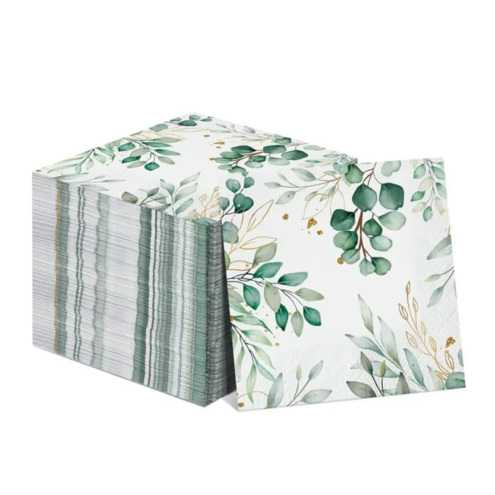 serviettes papier motif feuilles vertes moderne 20pcs table mariage restauranthôtel