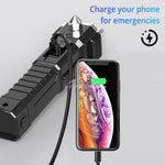 lampe poche rechargeable marteau sécurité lampe torche intense auto défense noire rouge led