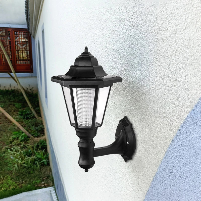 lampe murale solaire led noir verre transparent classique ip65 résistant l'eau éclairage extérieurextérieur
