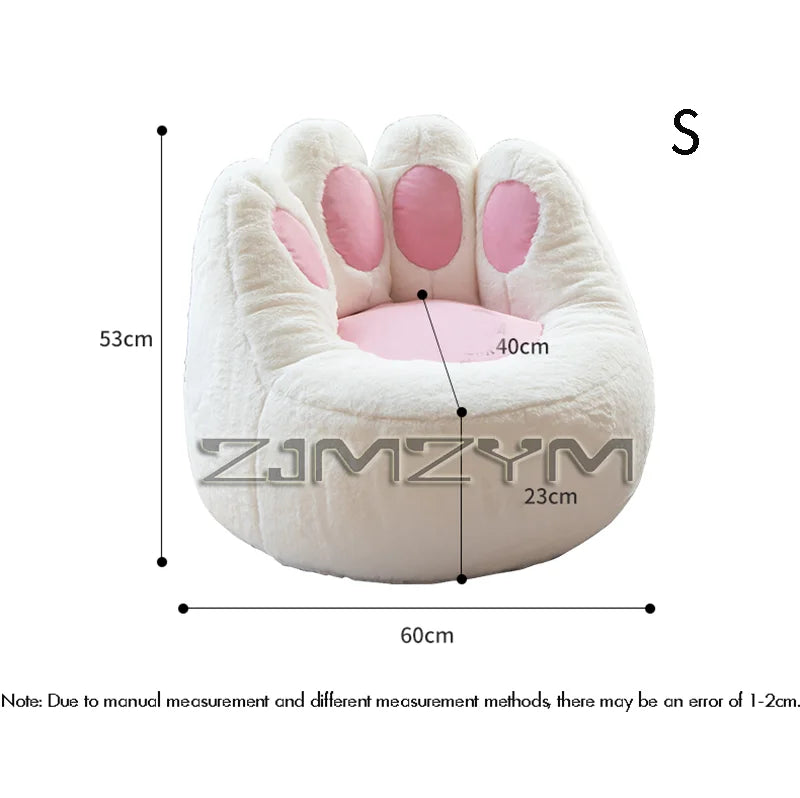 siège enfant fauteuil blanc rose poilu coussin patte coussinet ludique décontracté chambre enfants assis