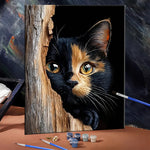 peinture nombres chat noir toile texturée kit débutant pinceaux peintures crochets vis decoration mur