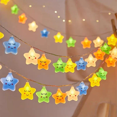 Guirlande lumineuse étoile LED blanc chaud dans salon