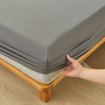 housse matelas gris uni extensible anti acariens lit double coton polyester moderne