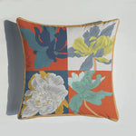 coussin decoratif velours orange motif cheval moderne bord doré 45x45cm sofa decoration