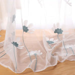 rideau transparent motif floral marguerites tulle polyester fin festif décoration noël blanc jaune doré