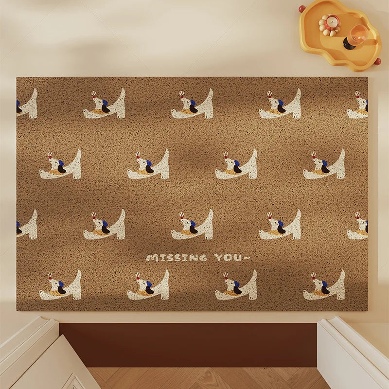 tapis moderne antidérapant chiens costumés motifs géométriques couleurs variées facile nettoyer résistant
