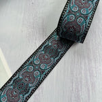 ruban polyester largeur 5cm motifs fleurs broderies couleurs noir bleu vert orange élégant rideaux