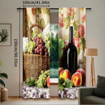rideaux polyester fleurs fruits classiques beige rouge vert blanc pastorales