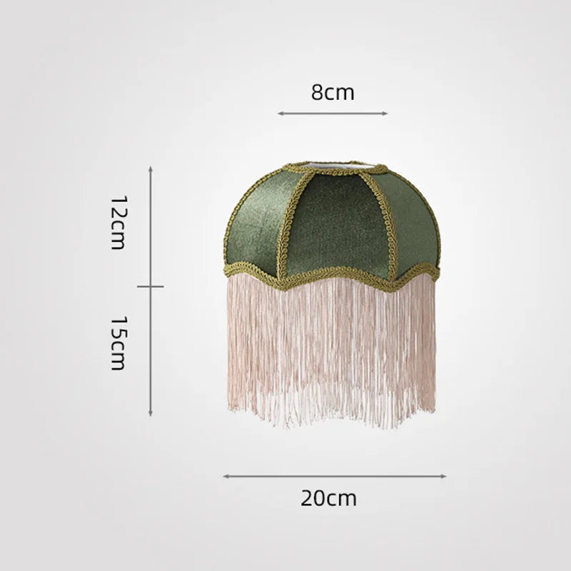 abat jour tissu broderie florale franges vintage palace beige vert rouge