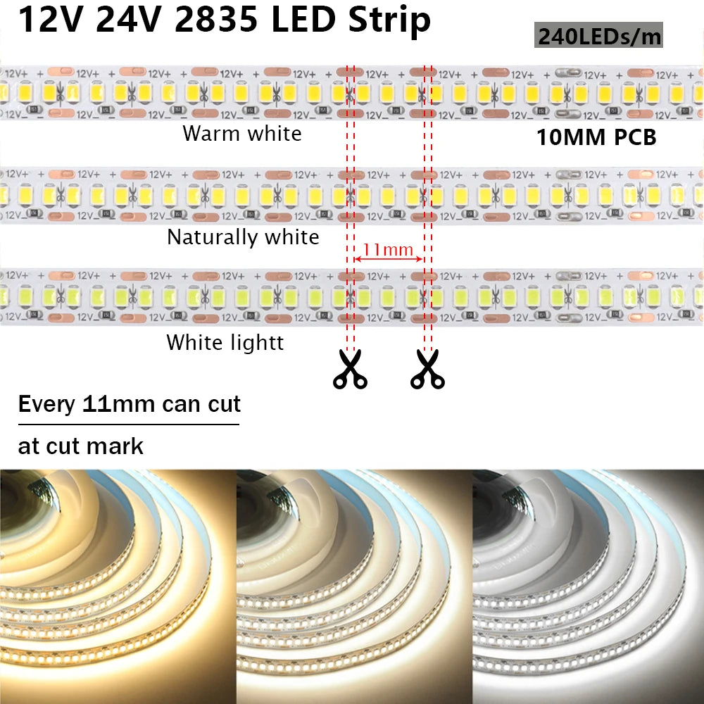 ruban led blanc flexible smd 120 leds metre adhésif salon chambre