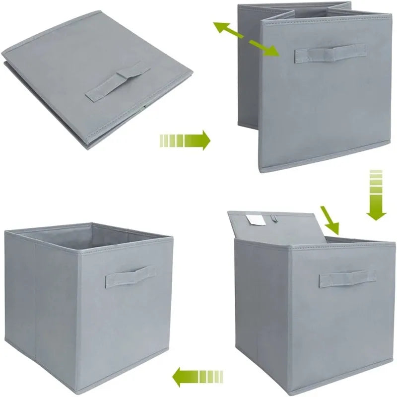 boîtes rangement pliables tissu uni moderne rose clair beige noir jaune vert violet gris