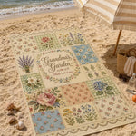 tapis patchwork floral vintage rose vert bleu bordure dentelée sec rapide machine simple