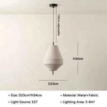 suspension lumineuse tissu blanc beige moderne minimaliste lustre salon chambre intérieur épuré