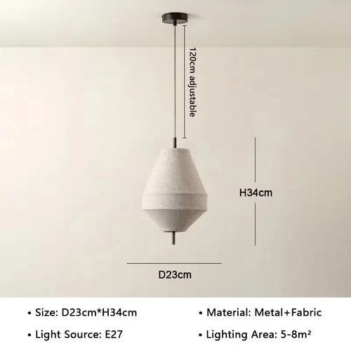 suspension lumineuse tissu blanc beige moderne minimaliste lustre salon chambre intérieur épuré
