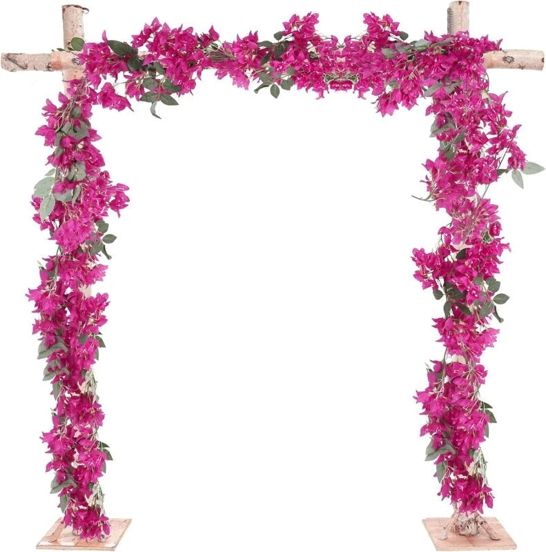 guirlande florale artificielle rose vif vert fleurs hortensia feuilles modernes décoration mariage extérieur anniversaire
