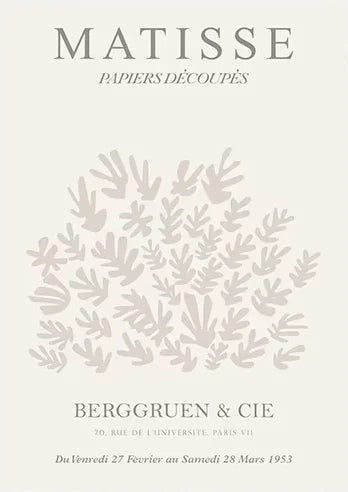 affiche art abstraite floral moderne minimaliste toile beige blanc cadre bois