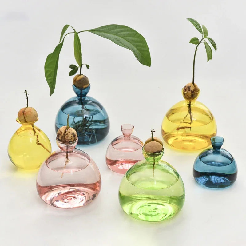 vase moderne transparent rose bleu vert jaune marbré petite grande