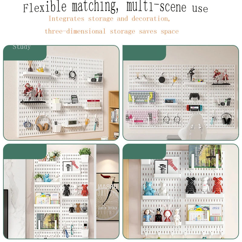 kit rangement mural perforé noir blanc moderne bacs crochets suspendus pince