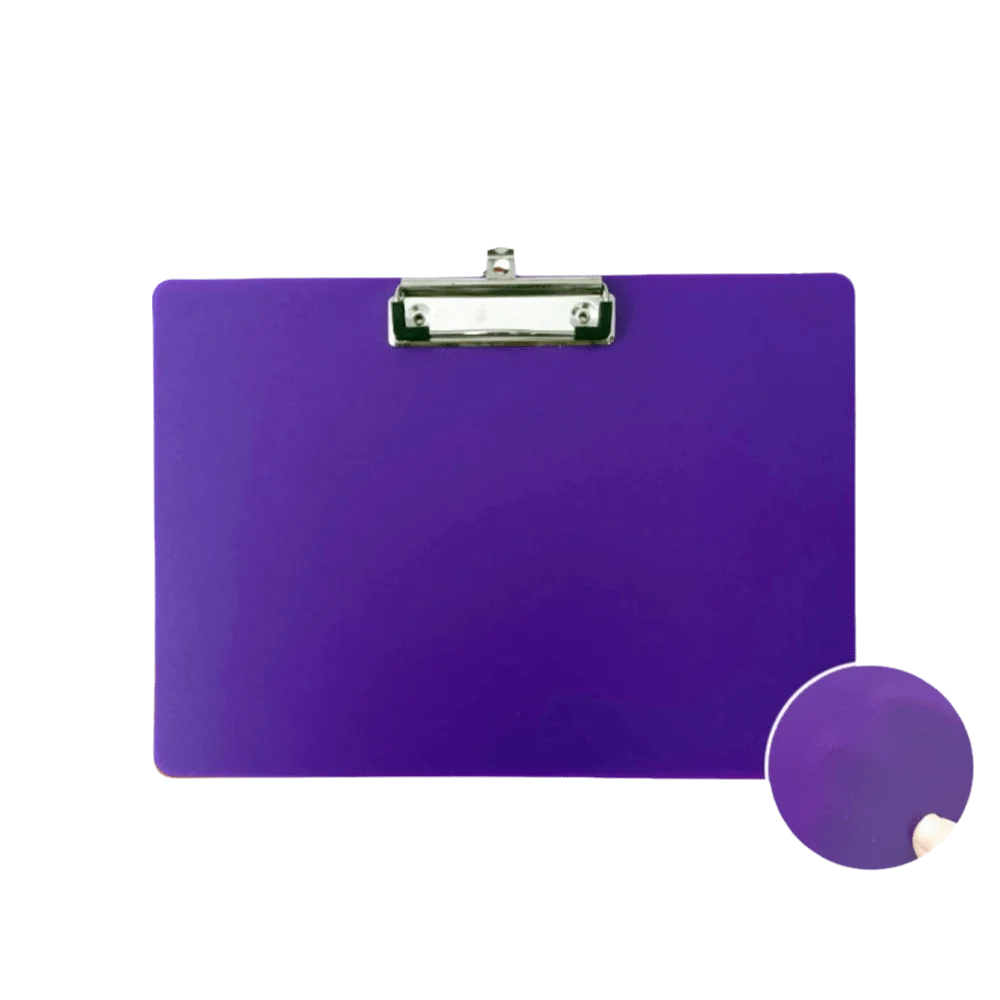 porte document violet moderne clip métallique papier lignes opaque a4 bleu blanc gris