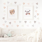 stickers muraux coeurs beige rose gris brun modernes adhésifs chambre enfants fonds écran