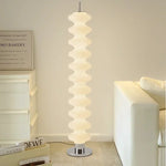 lampe sol moderne blanc rayures horizontales base circulaire contemporain éclairage d'intérieur led sans fil